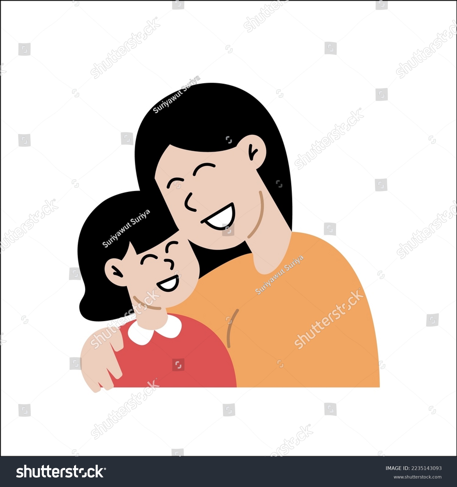 happy family with children. mother playing with daughter. Cute cartoon characters isolated on white background. Colorful vector illustration in flat style.