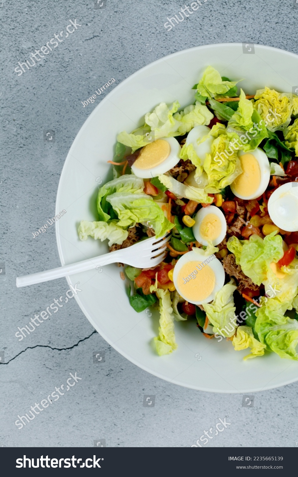 Fresh and healthy salad in a white bowl