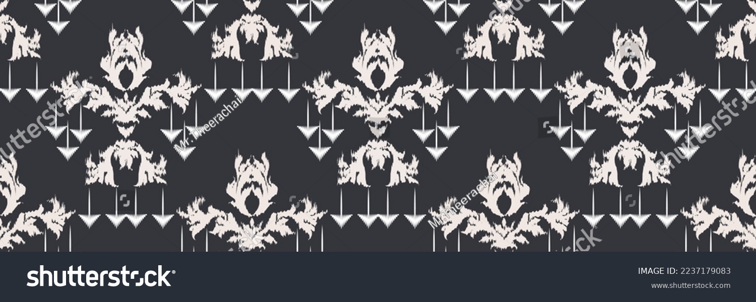 Ikat Damask Scandinavian embroidery  ikat seamless tribal color  Motif Vector Digital textile Asian Design ancient art for Prints Fabric saree Mughal Swaths texture Kurti Kurtis Kurtas