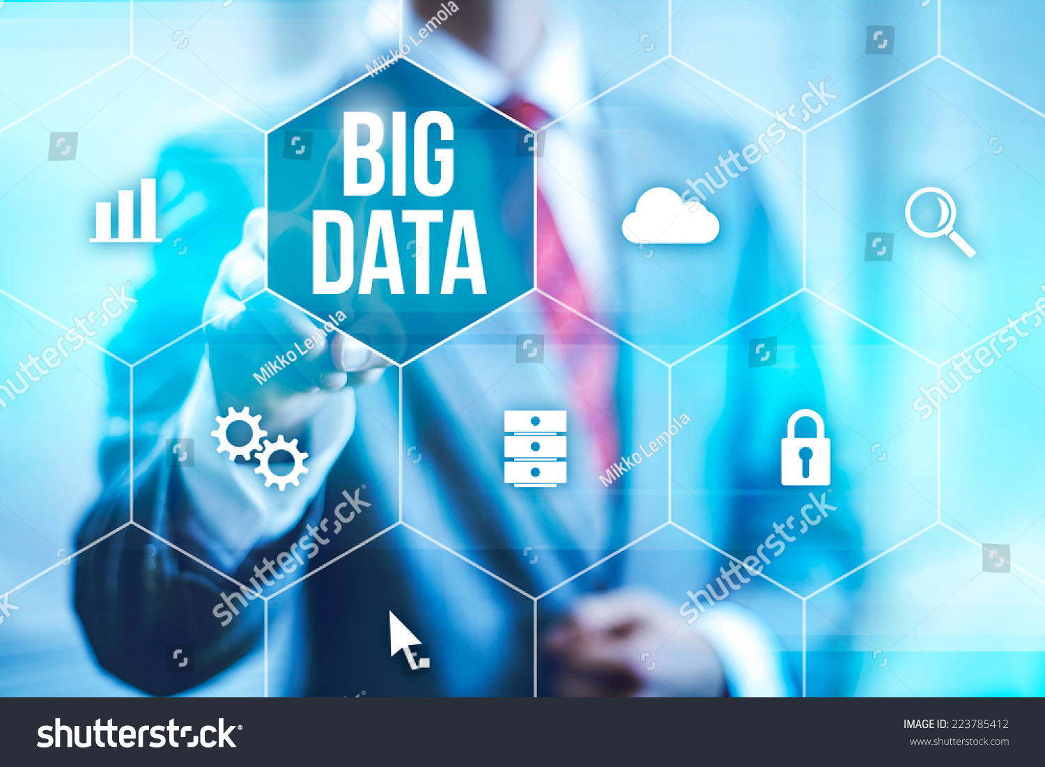Big data concept man selecting and pressing Big Data symbol