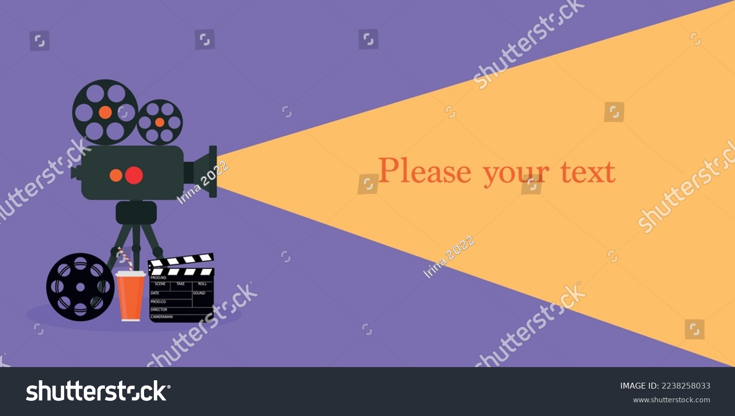 Vector illustration on the theme of cinema and entertainment. Copy space
