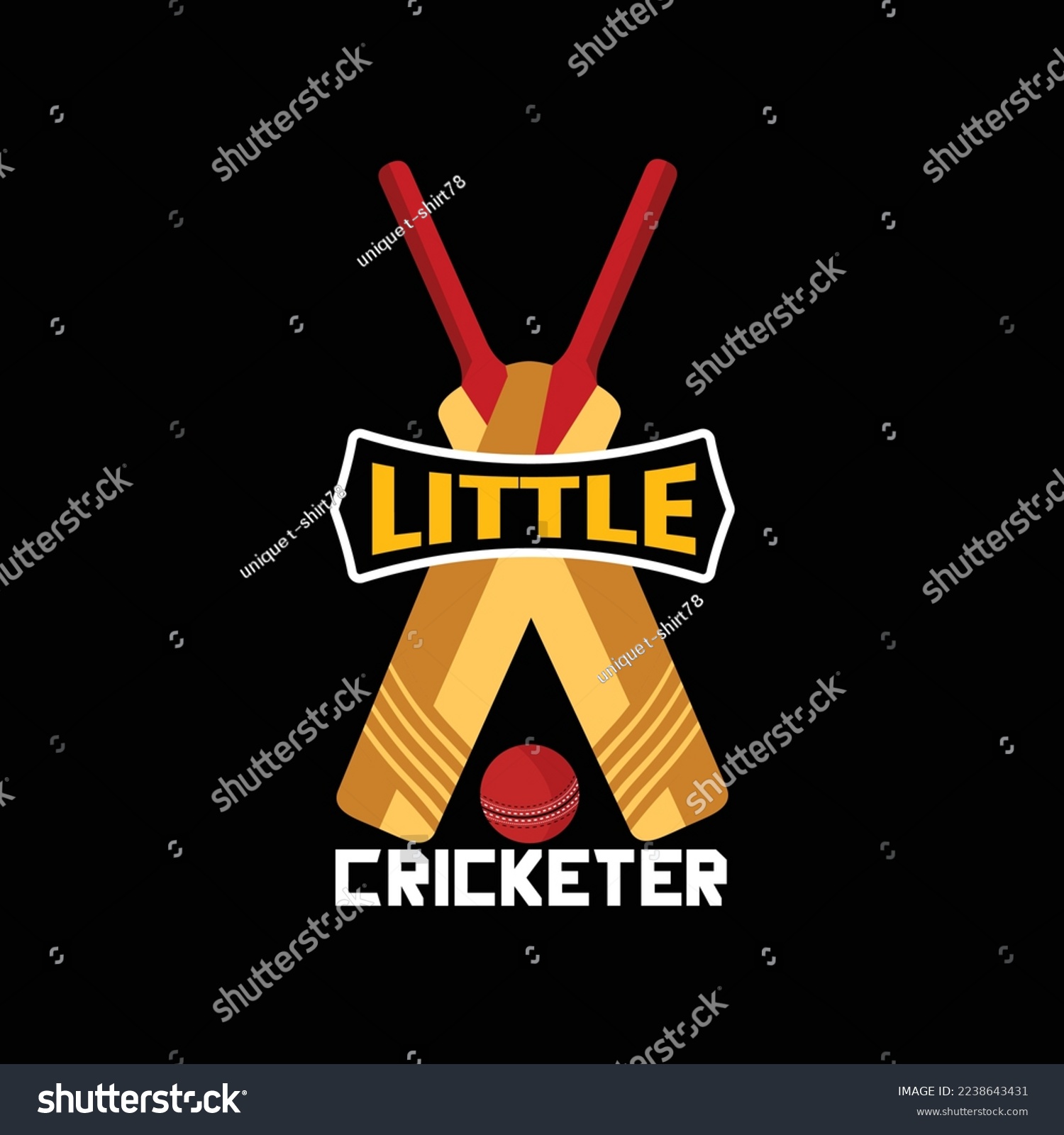 Little Cricketer vector t-shirt design. Cricket t-shirt design. Can be used for Print mugs  sticker designs  greeting cards  posters  bags  and t-shirts.