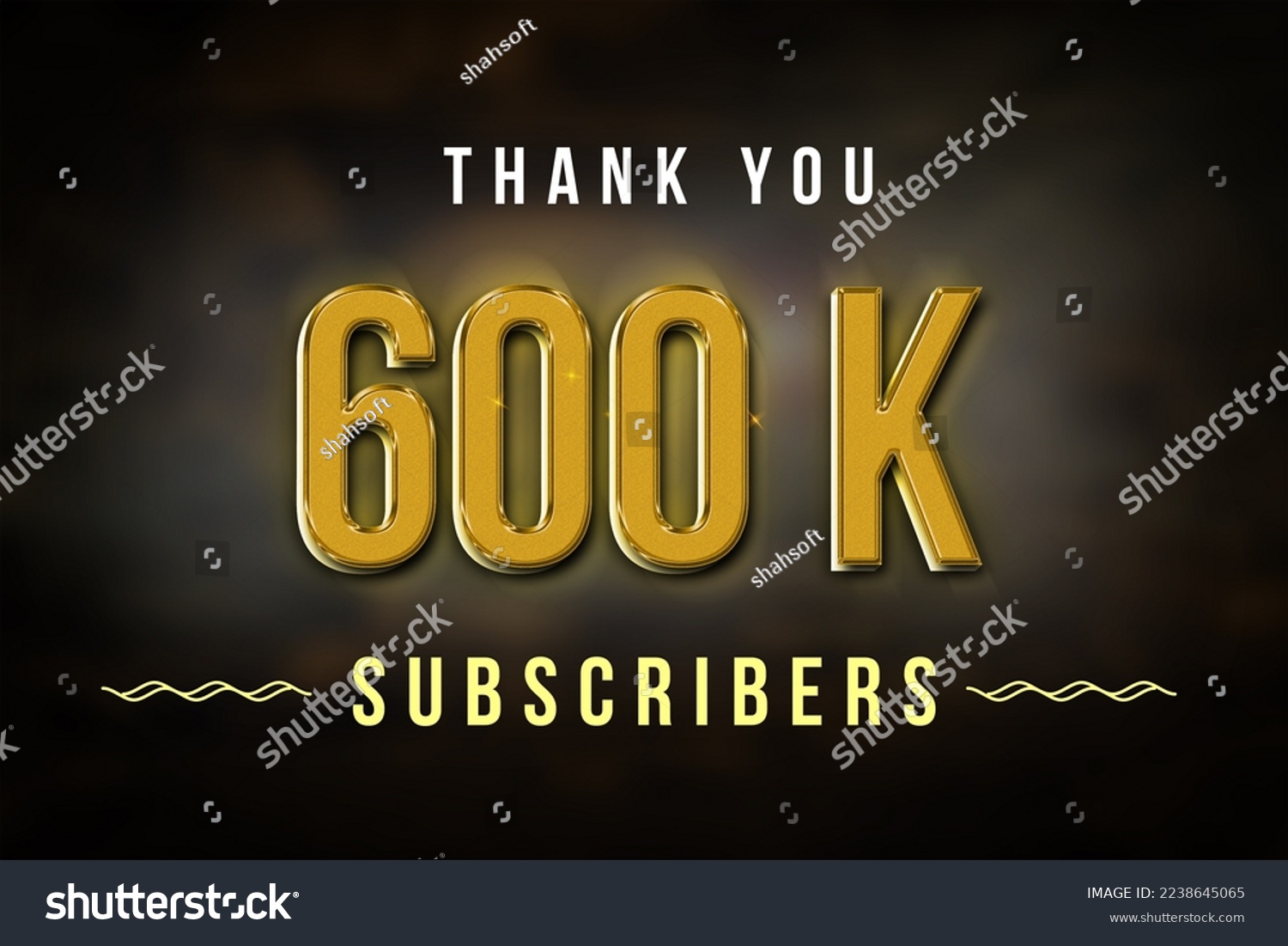 600 K subscribers celebration greeting banner with Golden Design
