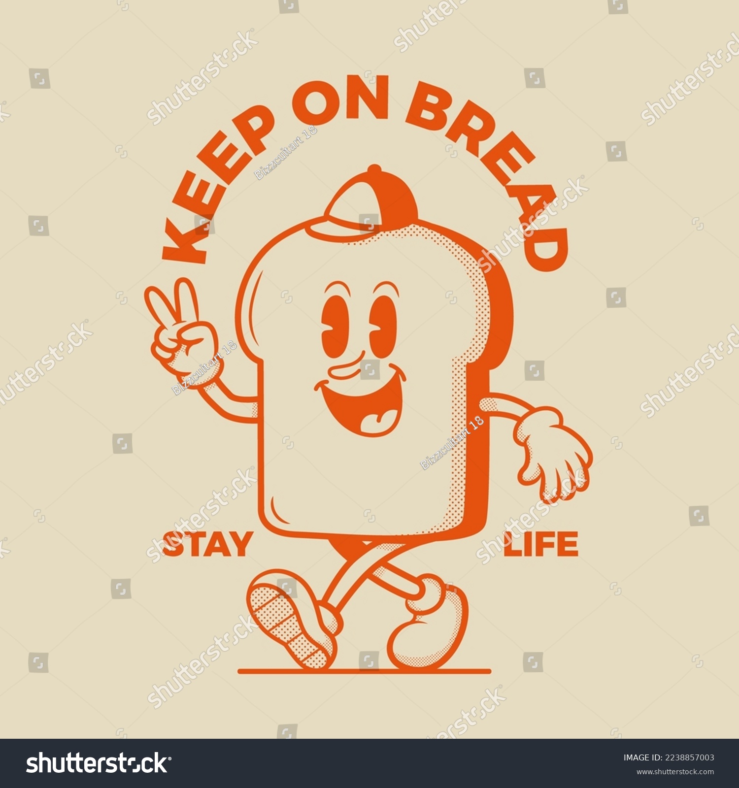 Bread Character  Retro Mascot Character