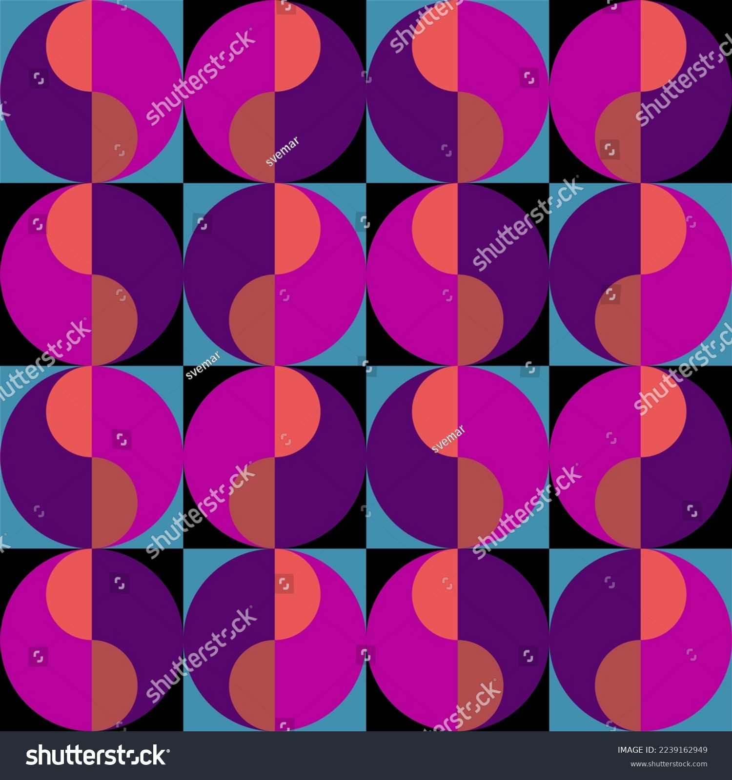 Ornament of geometric round shapes.Seamless pattern.Vector illustration.