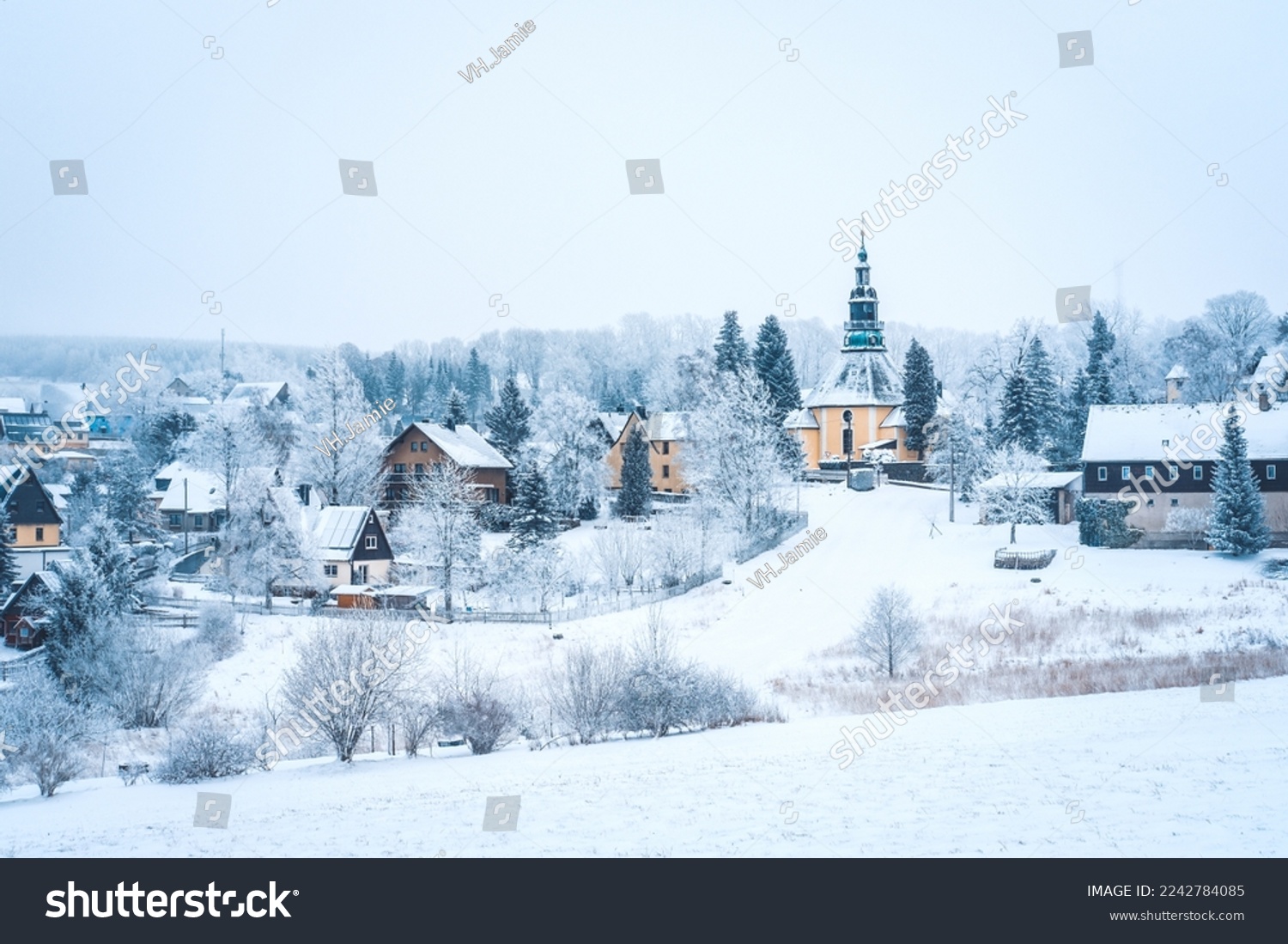 Small town of Seiffen in Ore Mountains 