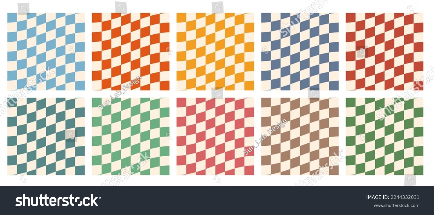 Patterns Checkured Vector set of checkered retro seamless patterns.Retro groovy checkered ...