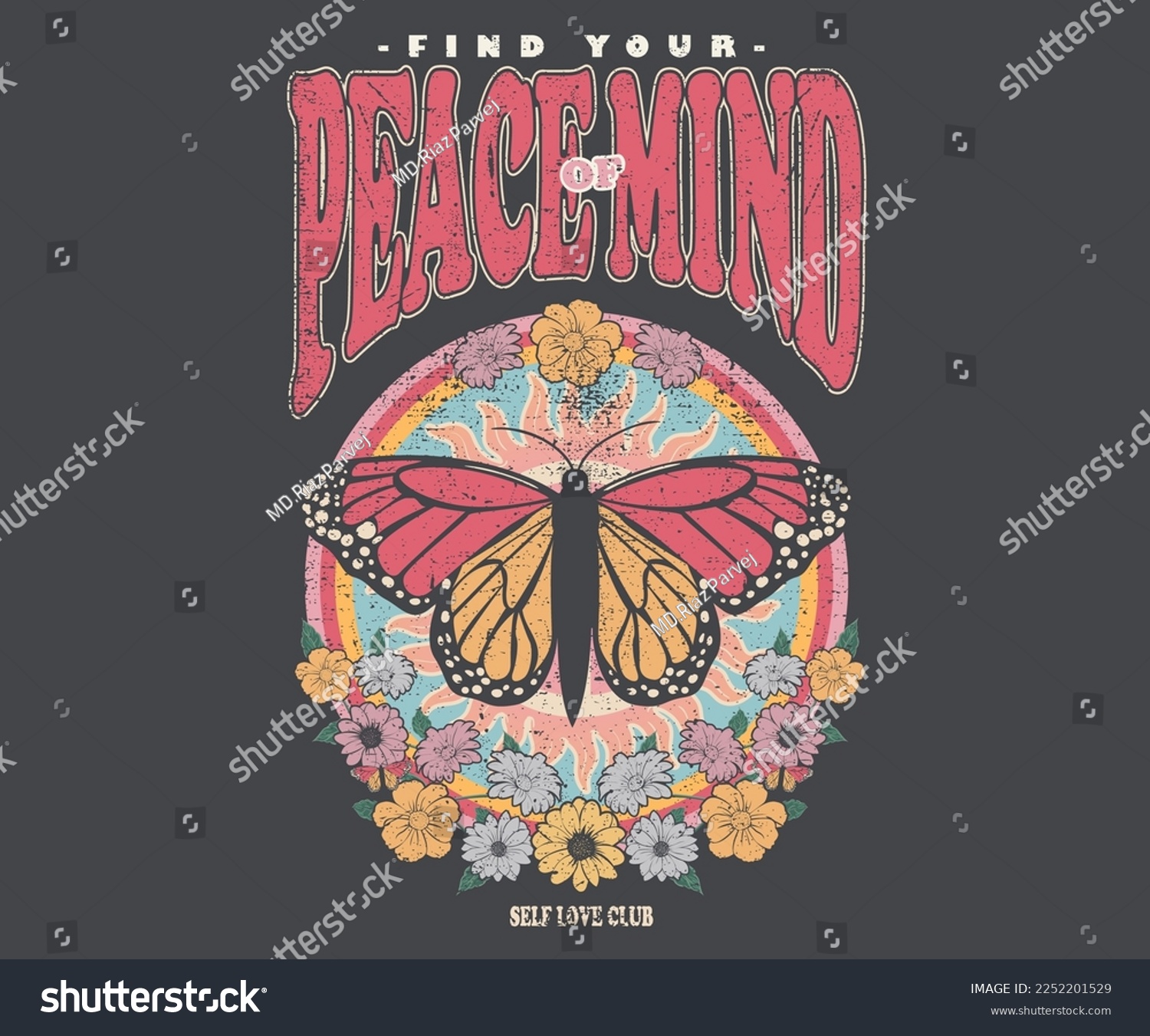 Colorful butterfly  Wild flower graphic print design for t-shirt and others.