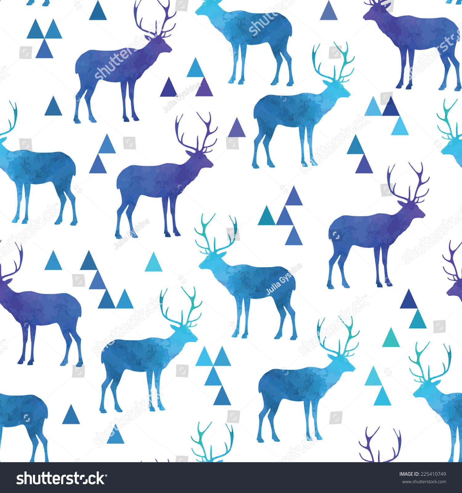 Seamless pattern with deer. Christmas seamless pattern background. Watercolor