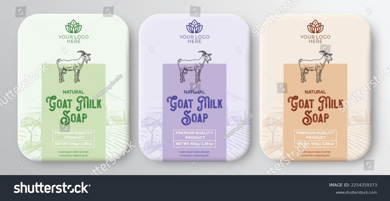 Goat milk soap label design hand drawn goat milk labels and patterns for handmade soap bars