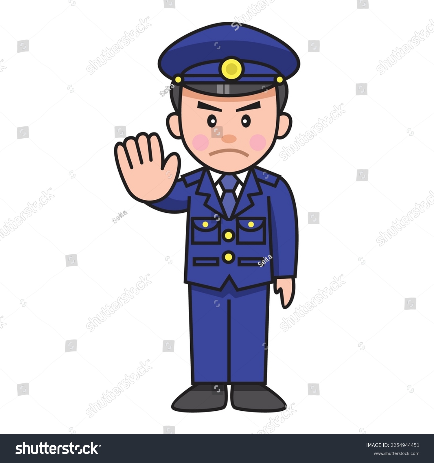 cutecartoonjapanesepolicedoingahandstopsign