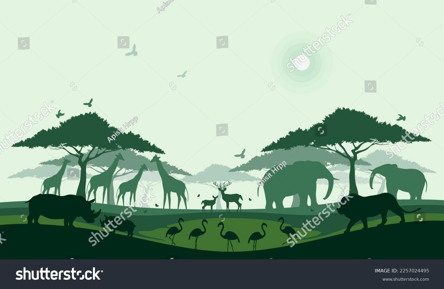 World wildlife day  Wild animals and Natural botanical  Grassland safari  Environment conservation  National park  Sustainable of Ecology concept  Think green nature  Save the planet and Eco friendly.