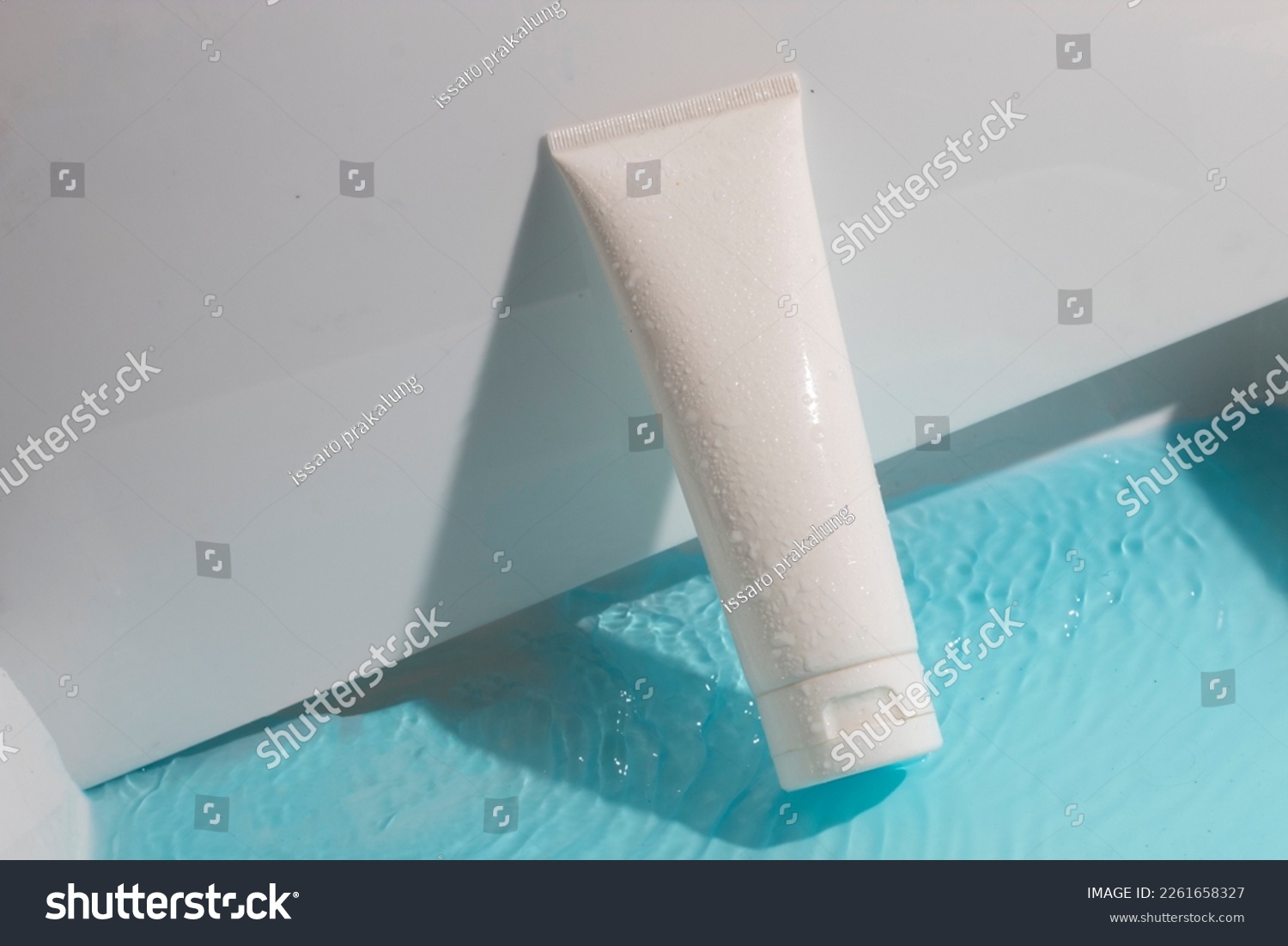 mockup tube bottle for skin care cosmetic with water splash product ...