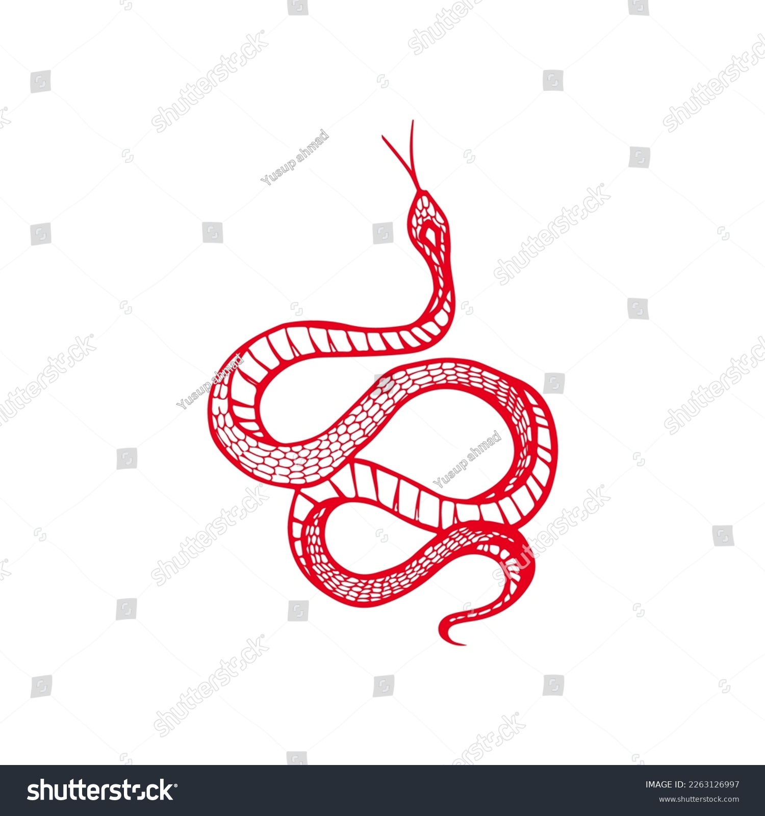 vector illustration of a red snake