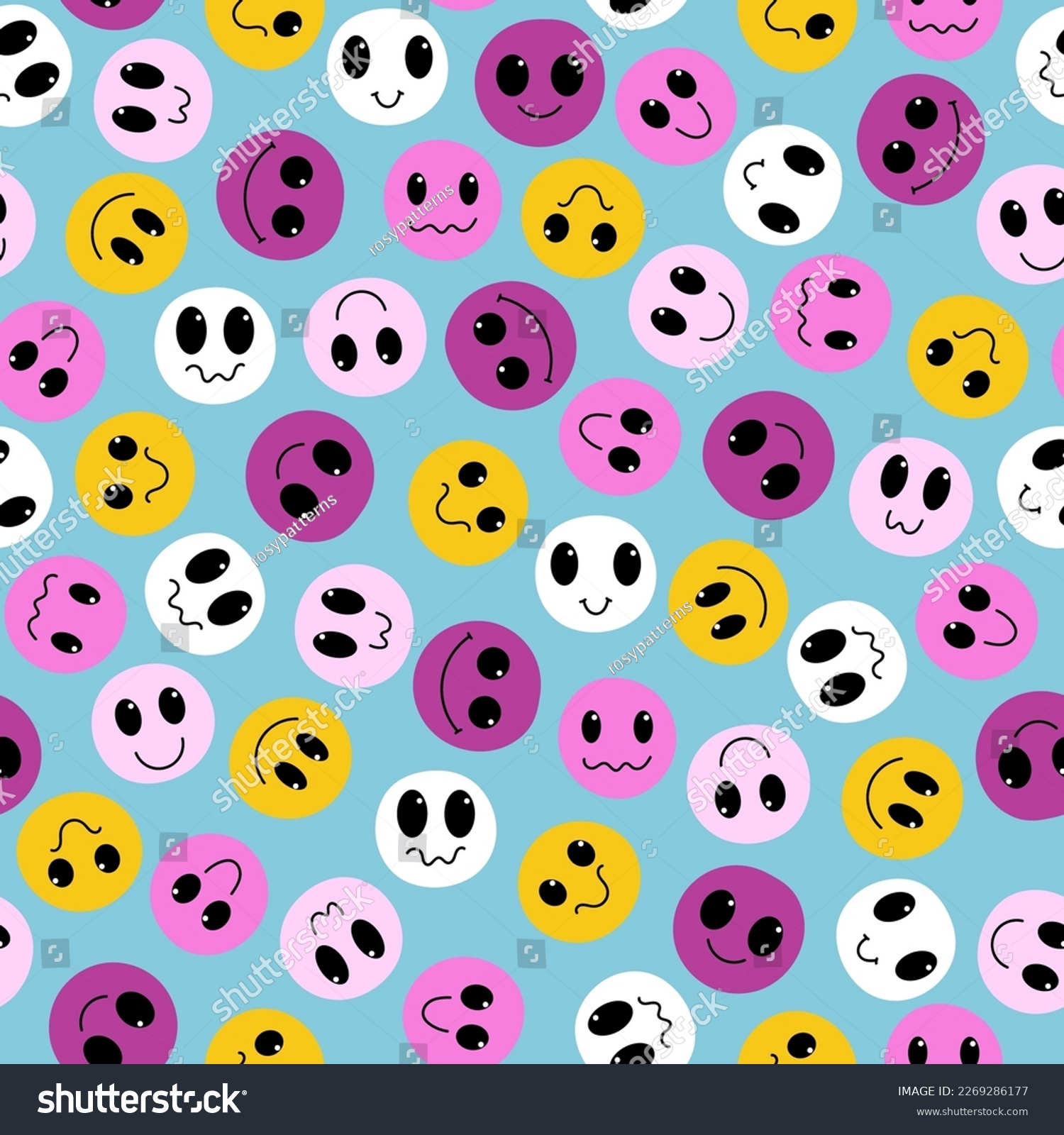 Vector seamless pattern with colorful smiling faces. Perfect for kids ...
