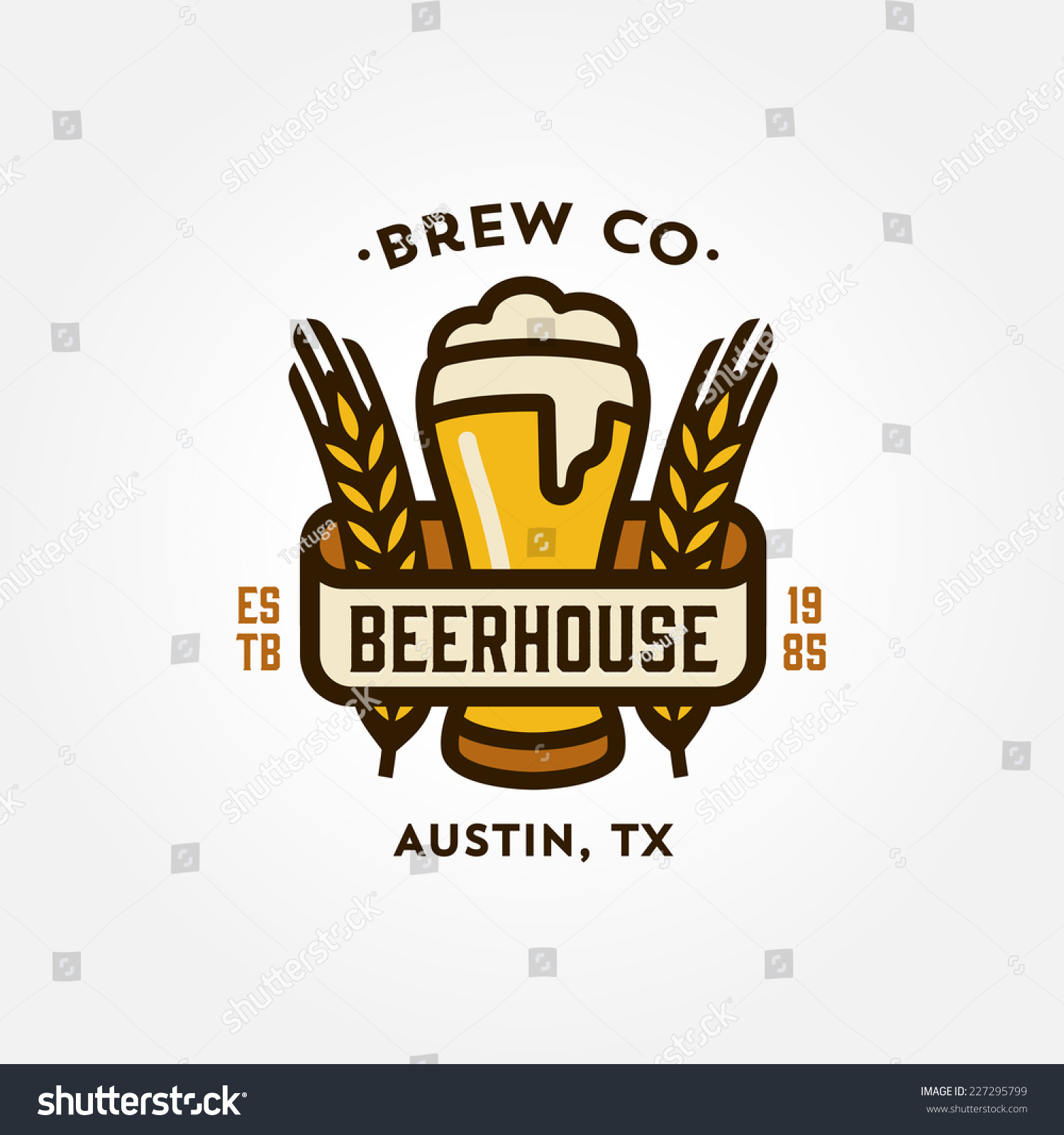 Original vintage retro line art badge logo design template for beer house  bar  pub  brewing company  brewery  tavern  taproom  alehouse  beerhouse  dramshop  restaurant