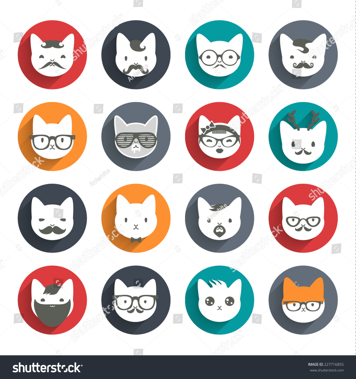 Stylized animal avatar set in flat style for social networks: character ...
