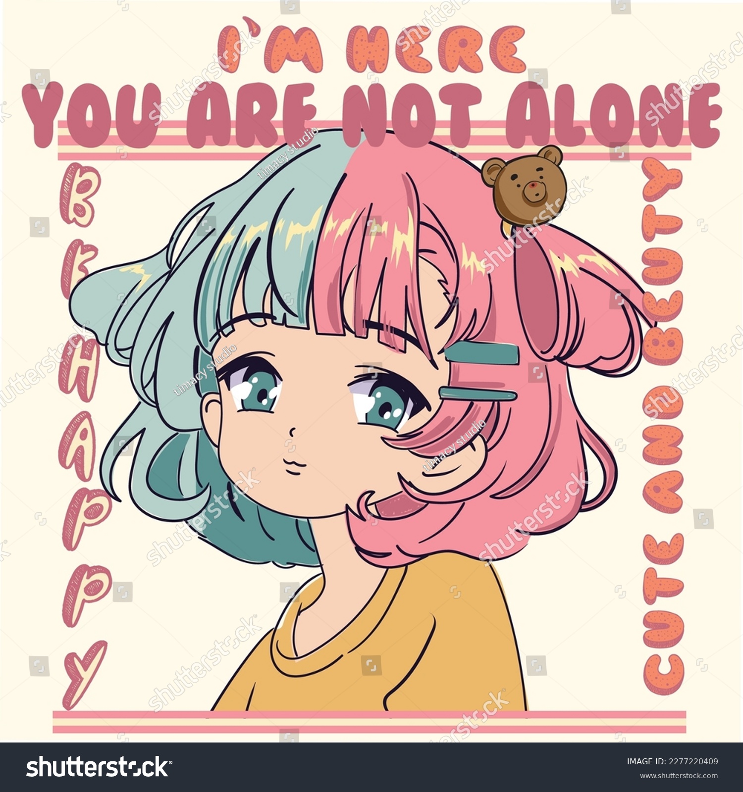 cute girl illustration with slogan. Vector graphic design for t-shirt. happy girl drawing. cute girl illustration.