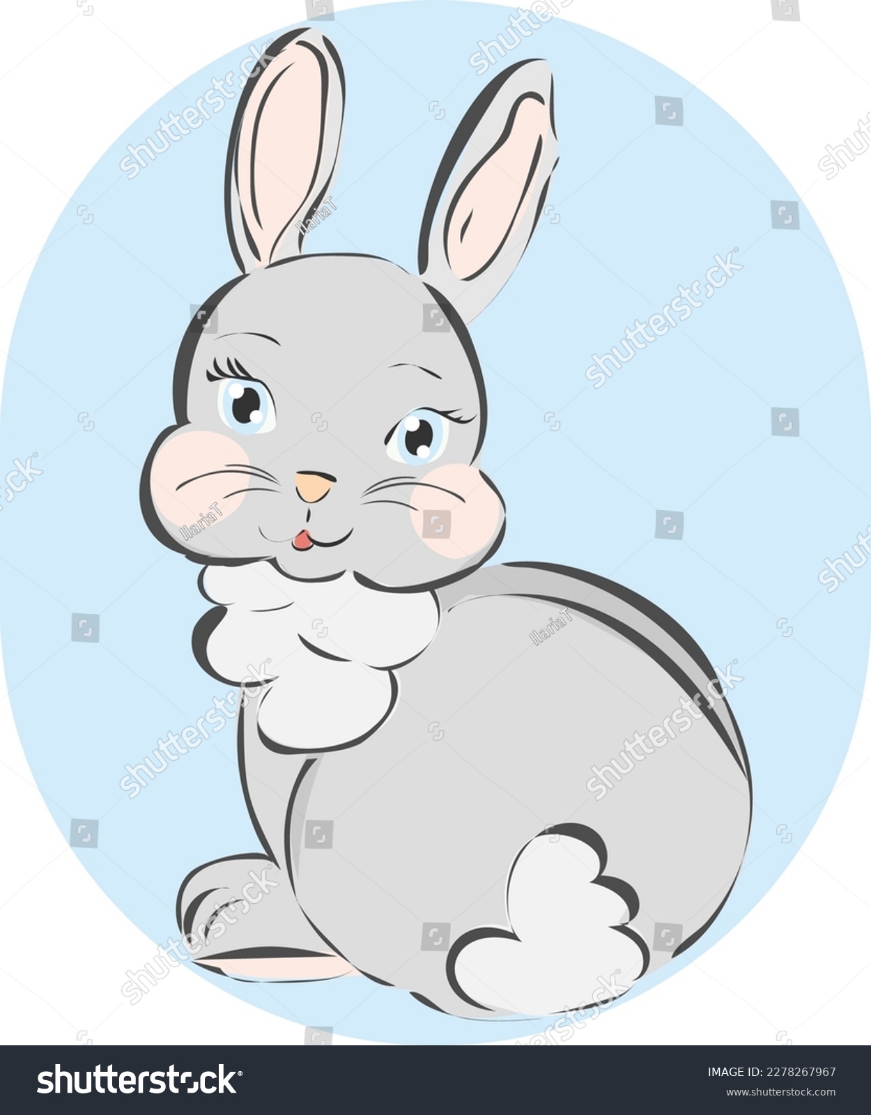 vector illustration of a cute rabbit with sweet blue eyes on