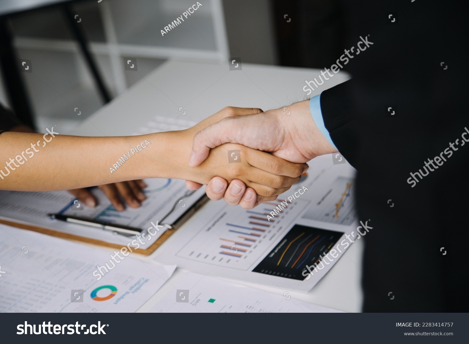 financial analysts analyze business financial reports on a digit