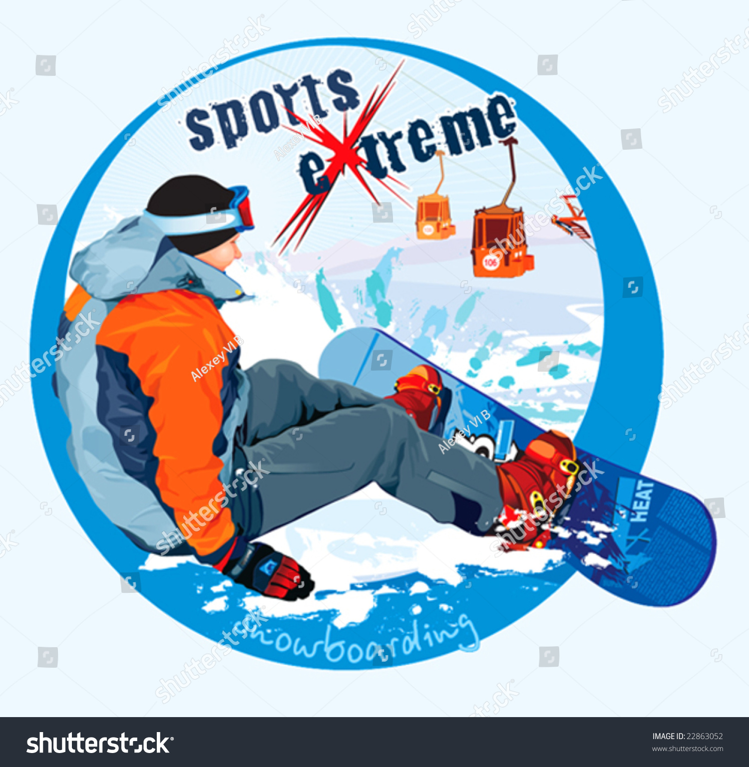 Logo snowboarding - extreme sports. Winter vector Illustration.