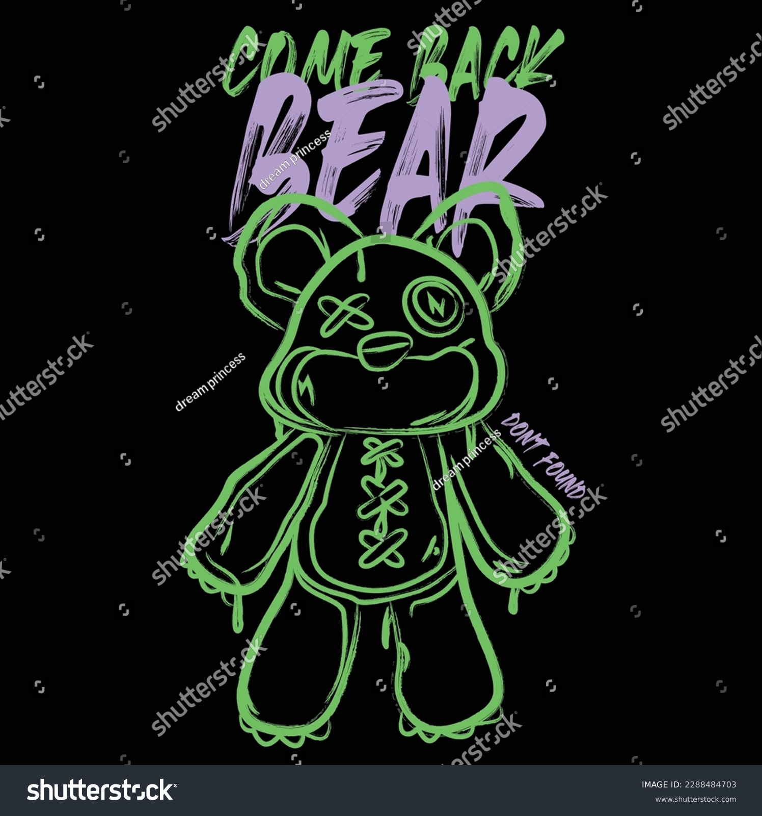 come back bear slogan design