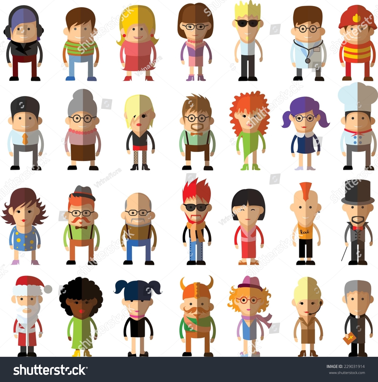 Set of vector cute character avatar icons in flat design _站酷海洛_正版图片_视频 ...