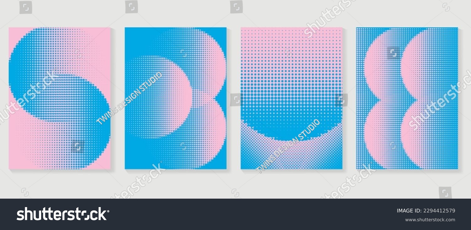 Abstract gradient background vector set. Minimalist style cover template with vibrant color  dot pattern  halftone collection. Ideal design for social media  poster  cover  banner  flyer  wall art.