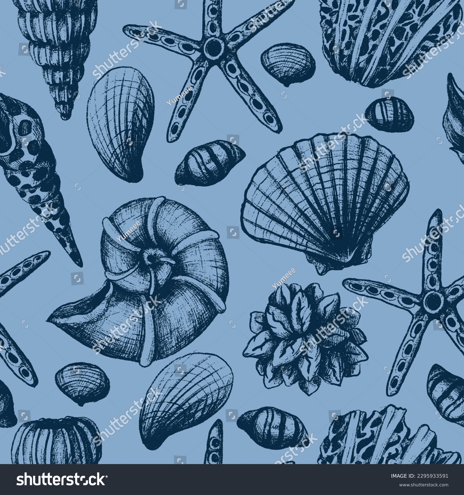 Shell String Graphic Seamless pattern with graphic shells. Vector_站酷海洛_正版图片_视频_字体_音乐素材交易平台_站 ...