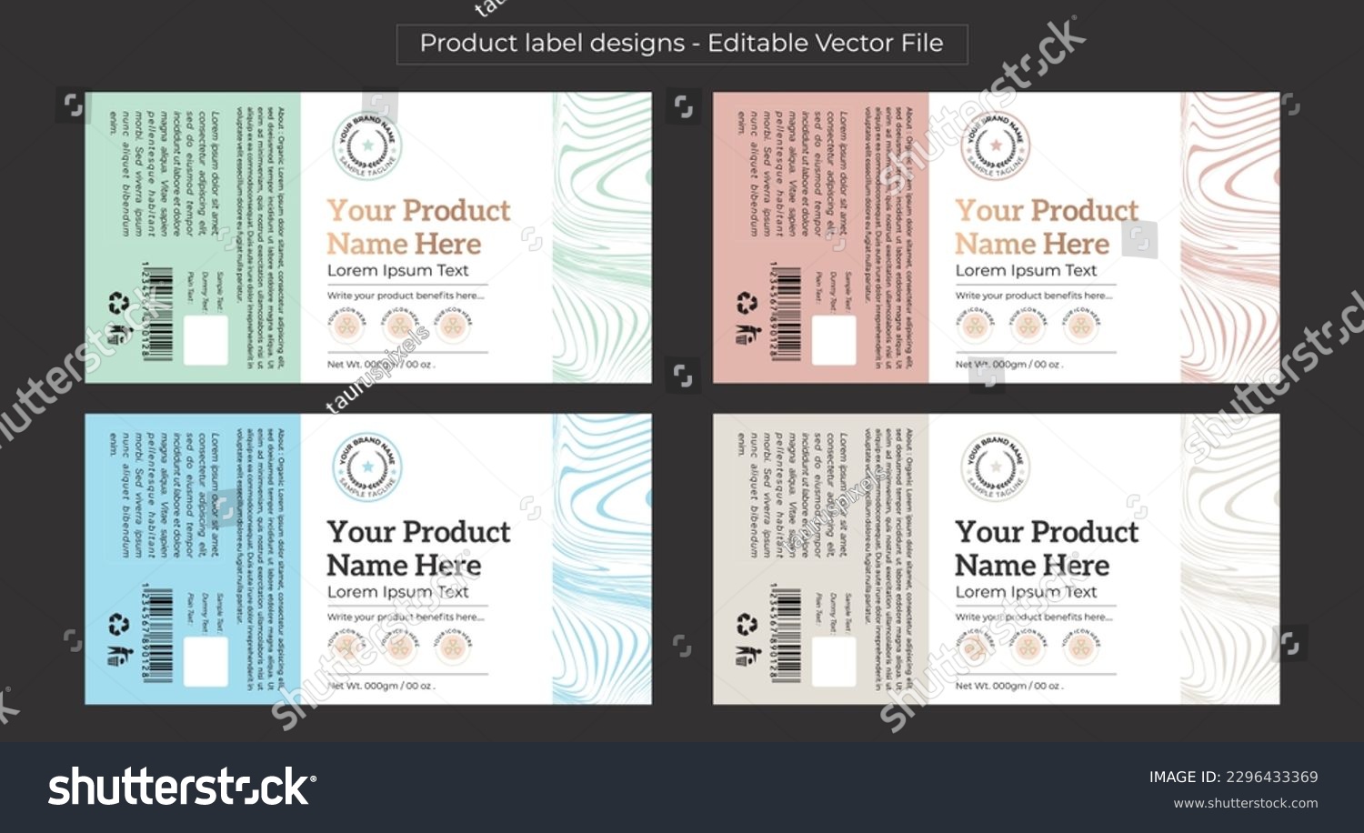 Product label design template pastel color labels editable vector file
