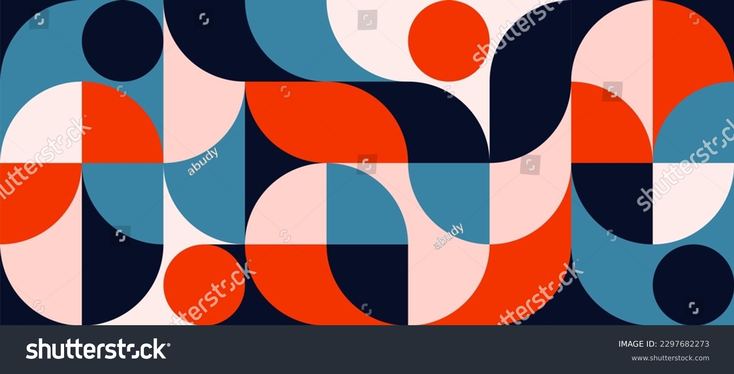 Minimalist geometric artwork poster full of colors with simple shapes and figures. Abstract dot vector pattern design in Scandinavian style for web banners  business presentations  branding  wallpaper