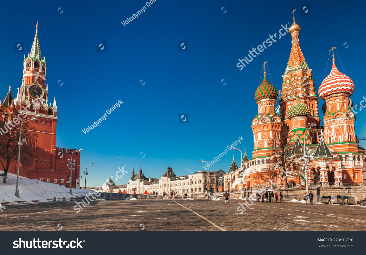 Moscow Kremlin and at St. Basil Cathedral on Red Square in Moscow. Russia.