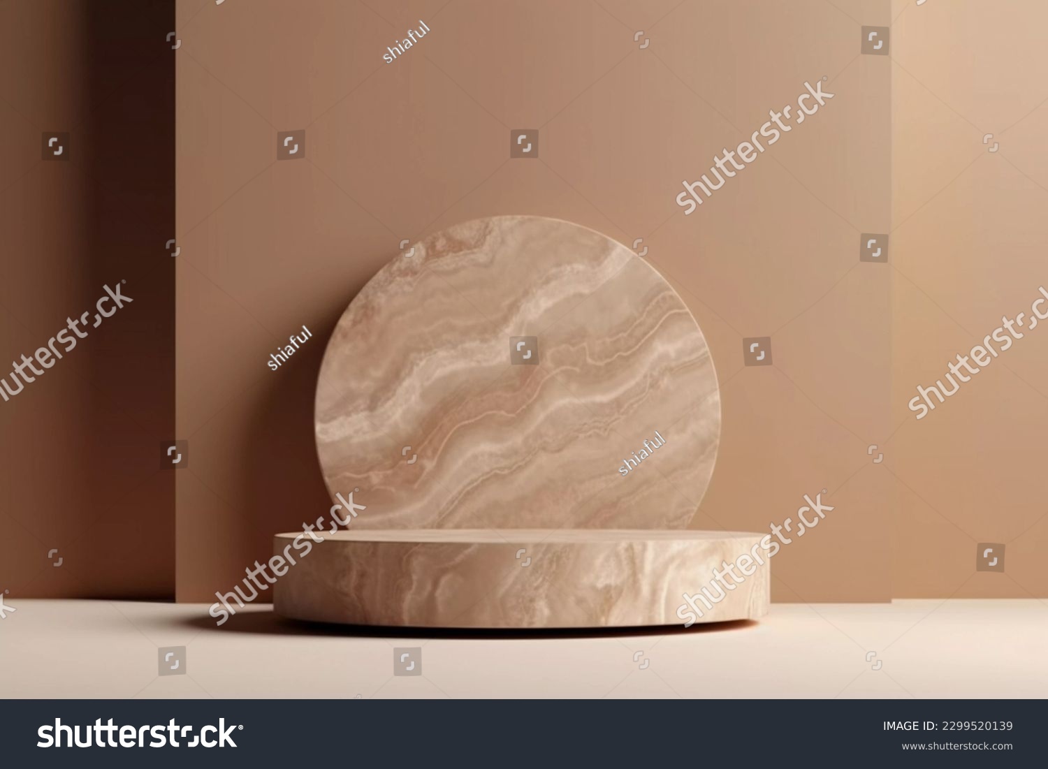 Natural stone slab podium  3D Rendering