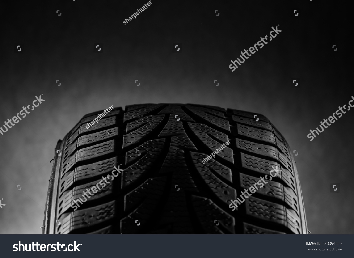 Black tire in studio