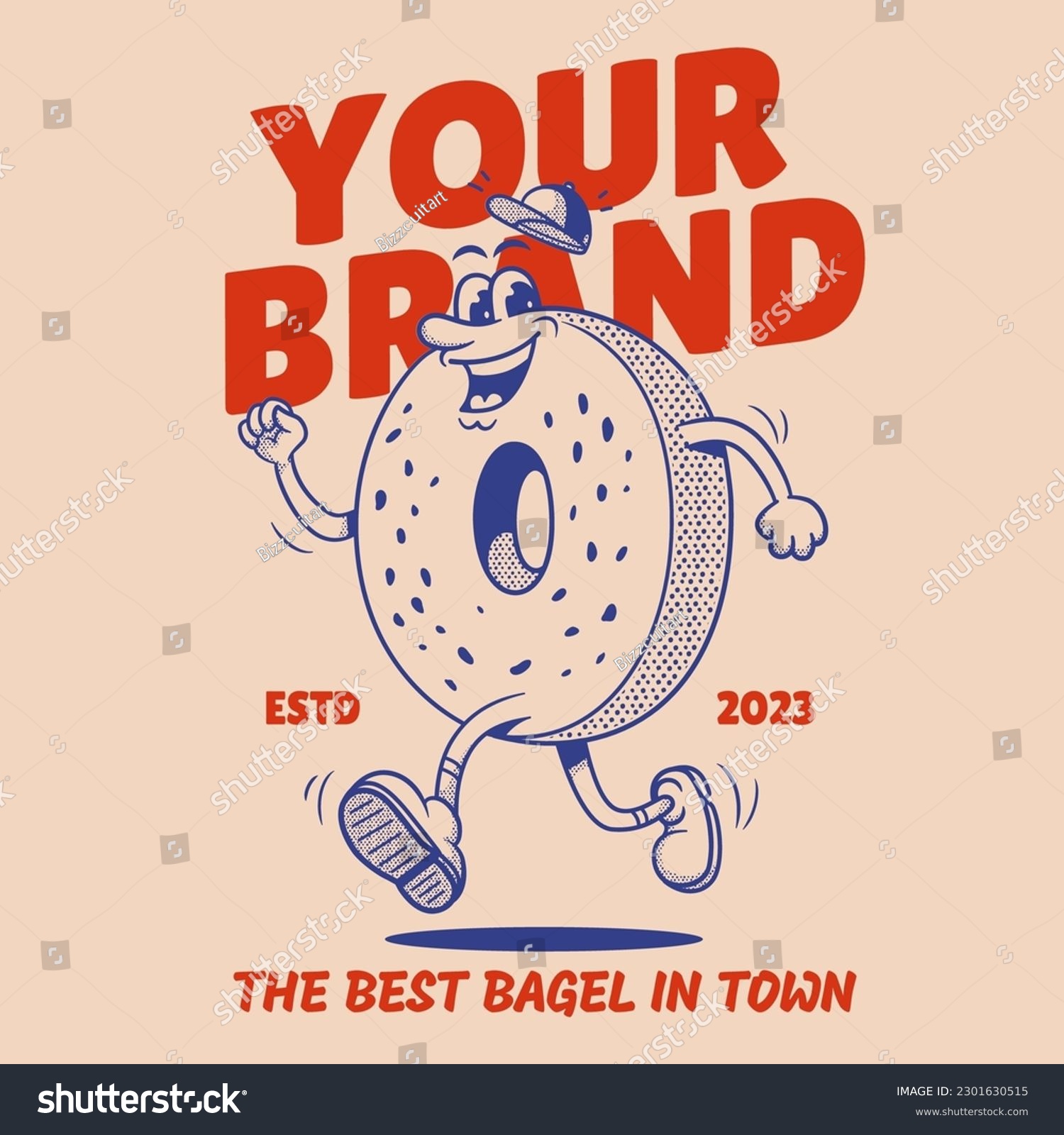 Bagel Bread Character  Retro Mascot Character  mascot template
