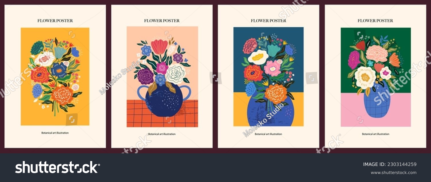 Collection of art vector floral posters. Beautiful flower collection of posters with decorative flowers  roses  leaves  floral bouquets. Notebook covers
