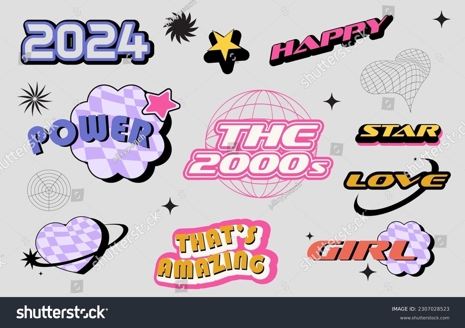 Y2k wording design object for cute postcard  sticker banner