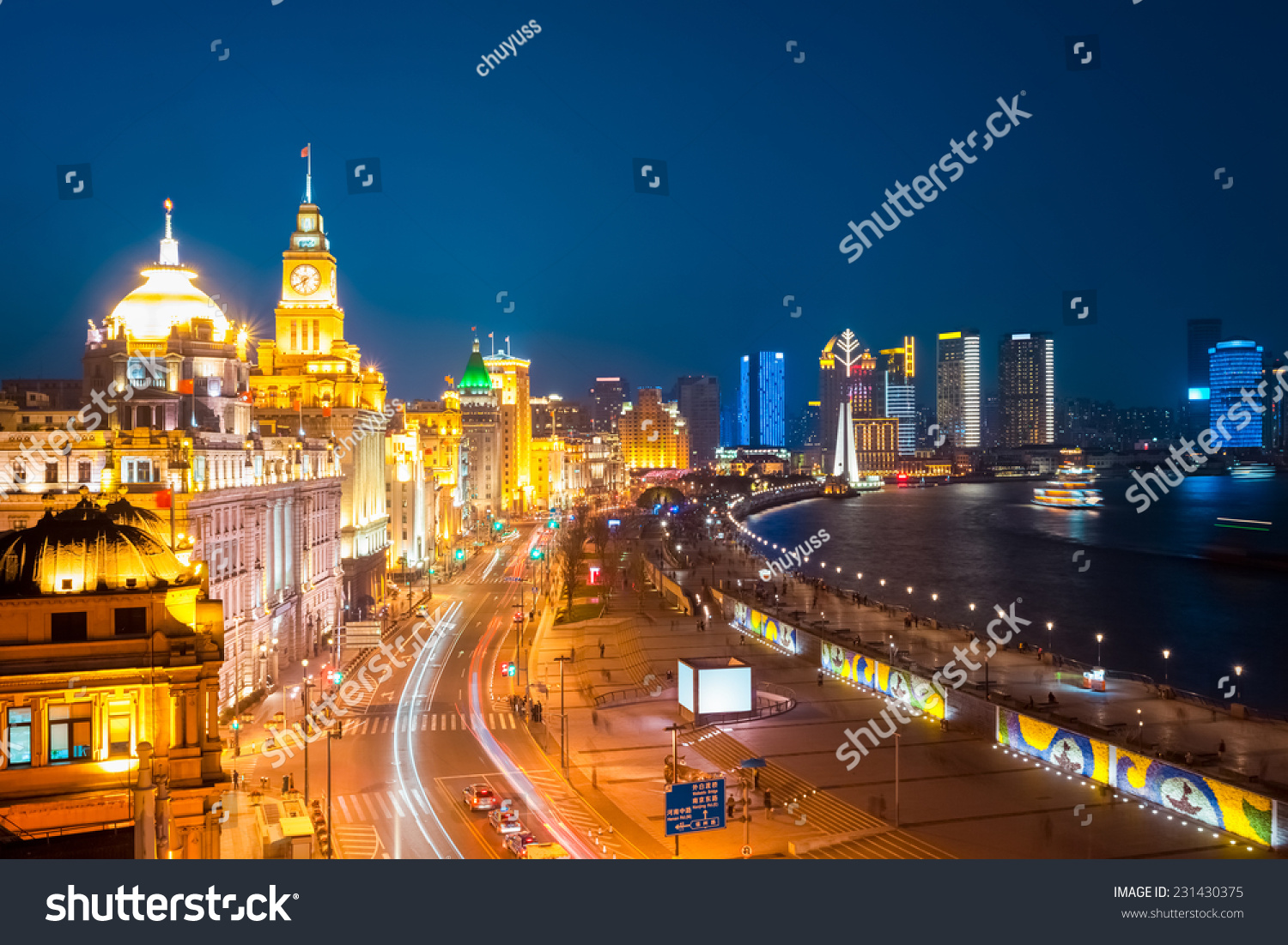 beautiful shanghai bund at night   China 