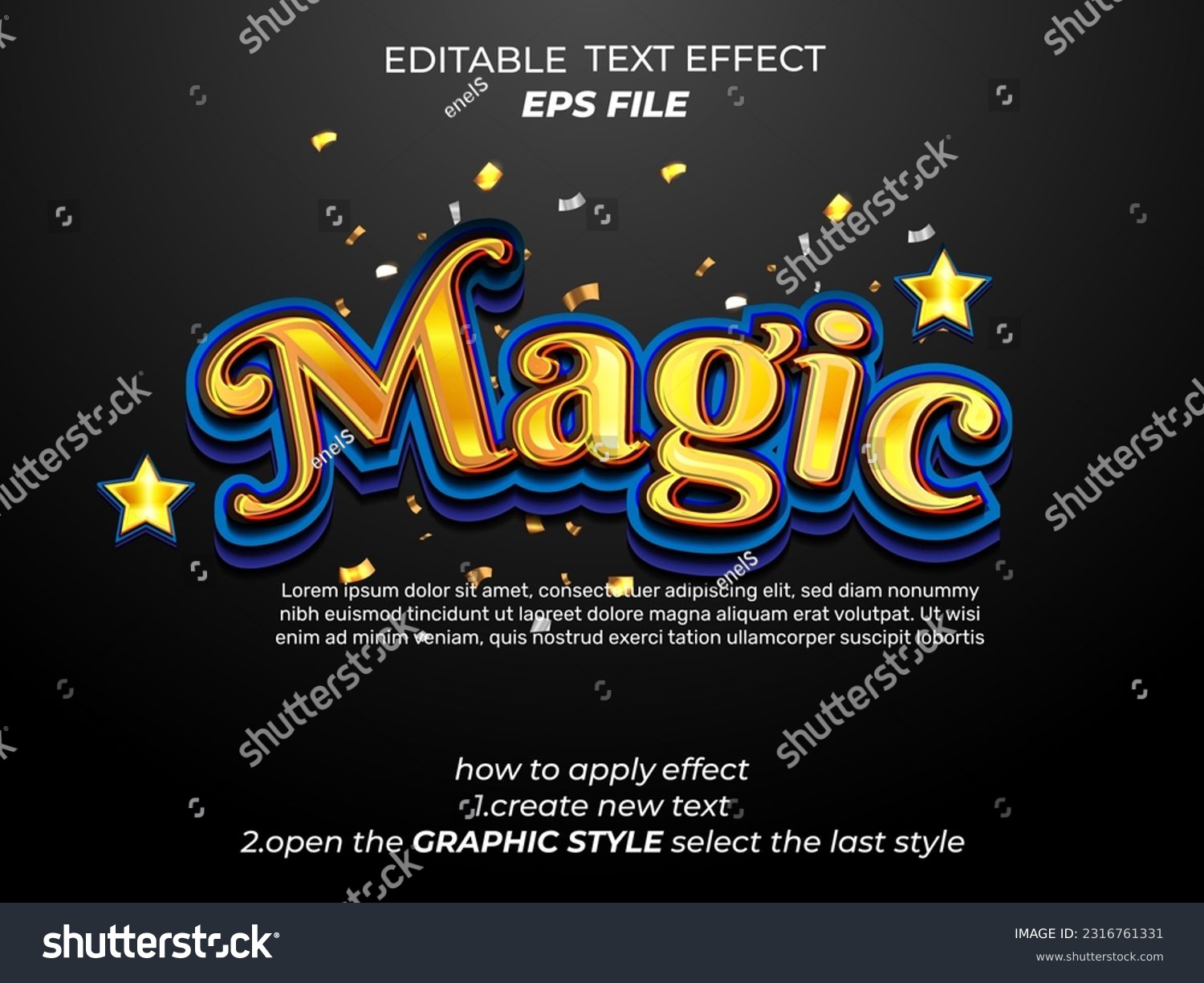 magic text effect font editable typography 3d text. vector template_站酷海 ...