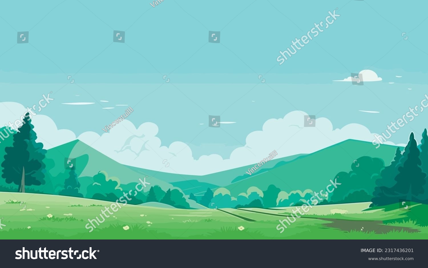 spring landscape background  simple  vector illustration