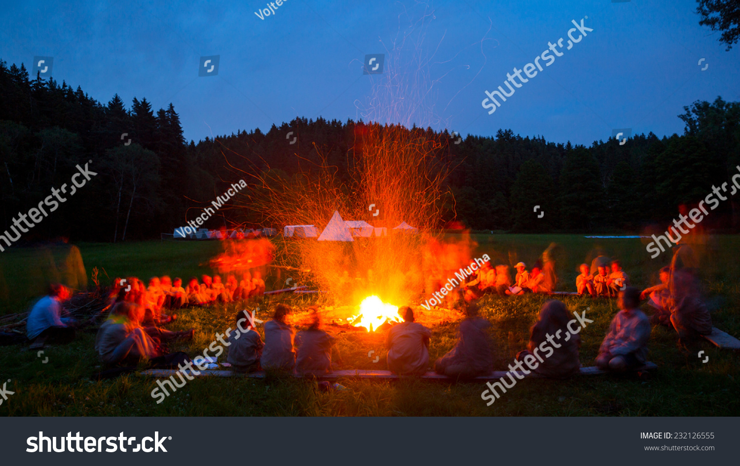 Scout camp  bonfire