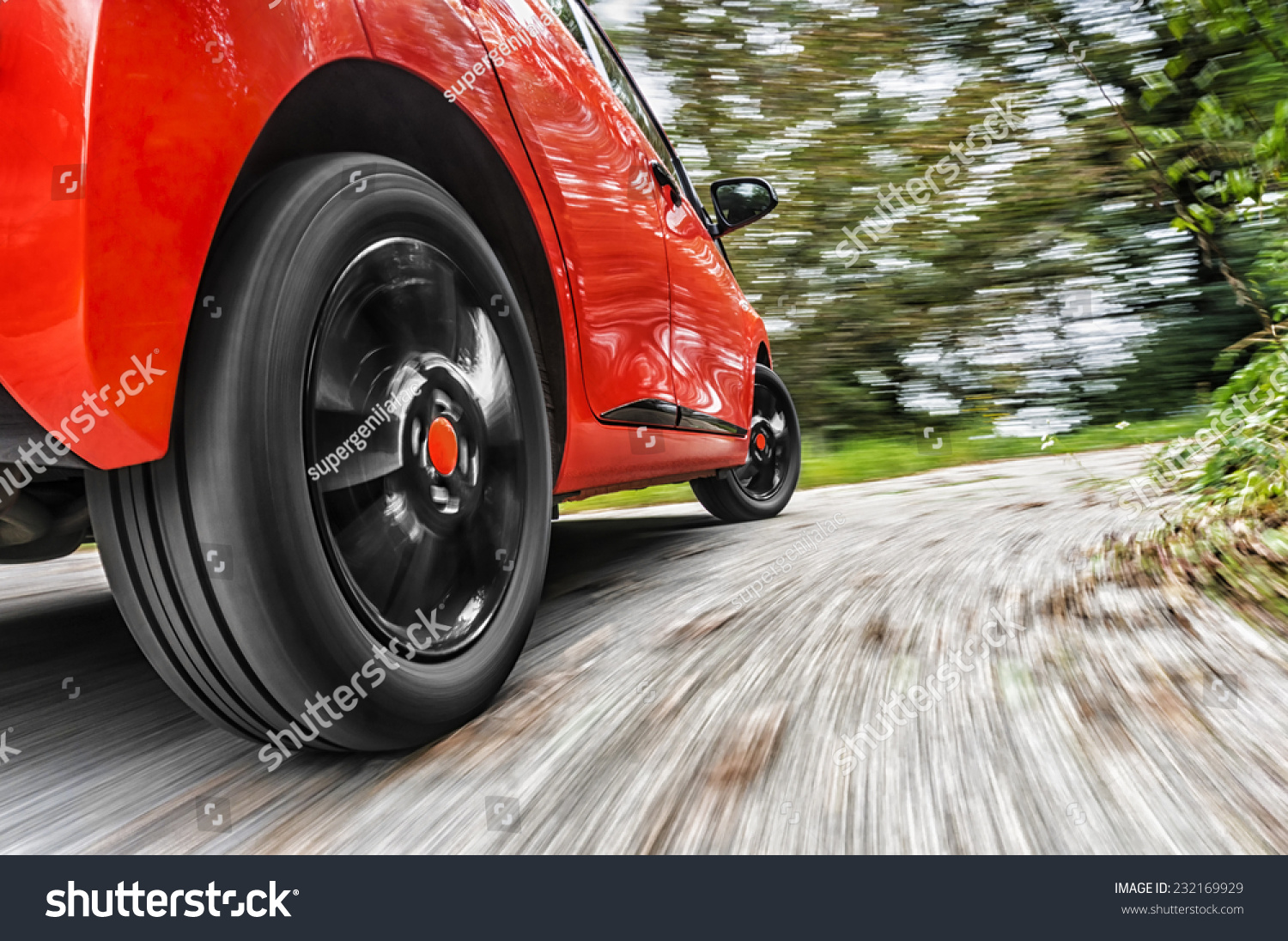 Car driving in the curve 