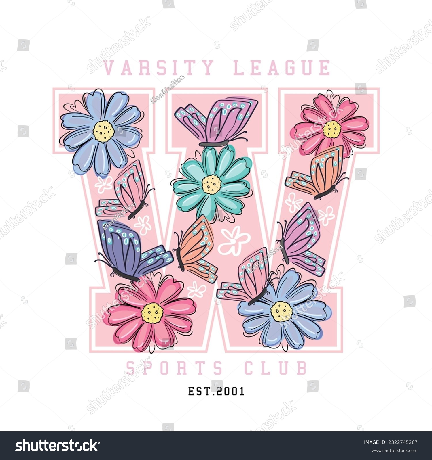 Vintage lettering typography. Beautiful flower and butterfly drawings. Vector illustration design for fashion graphics  t shirt prints  posters.
