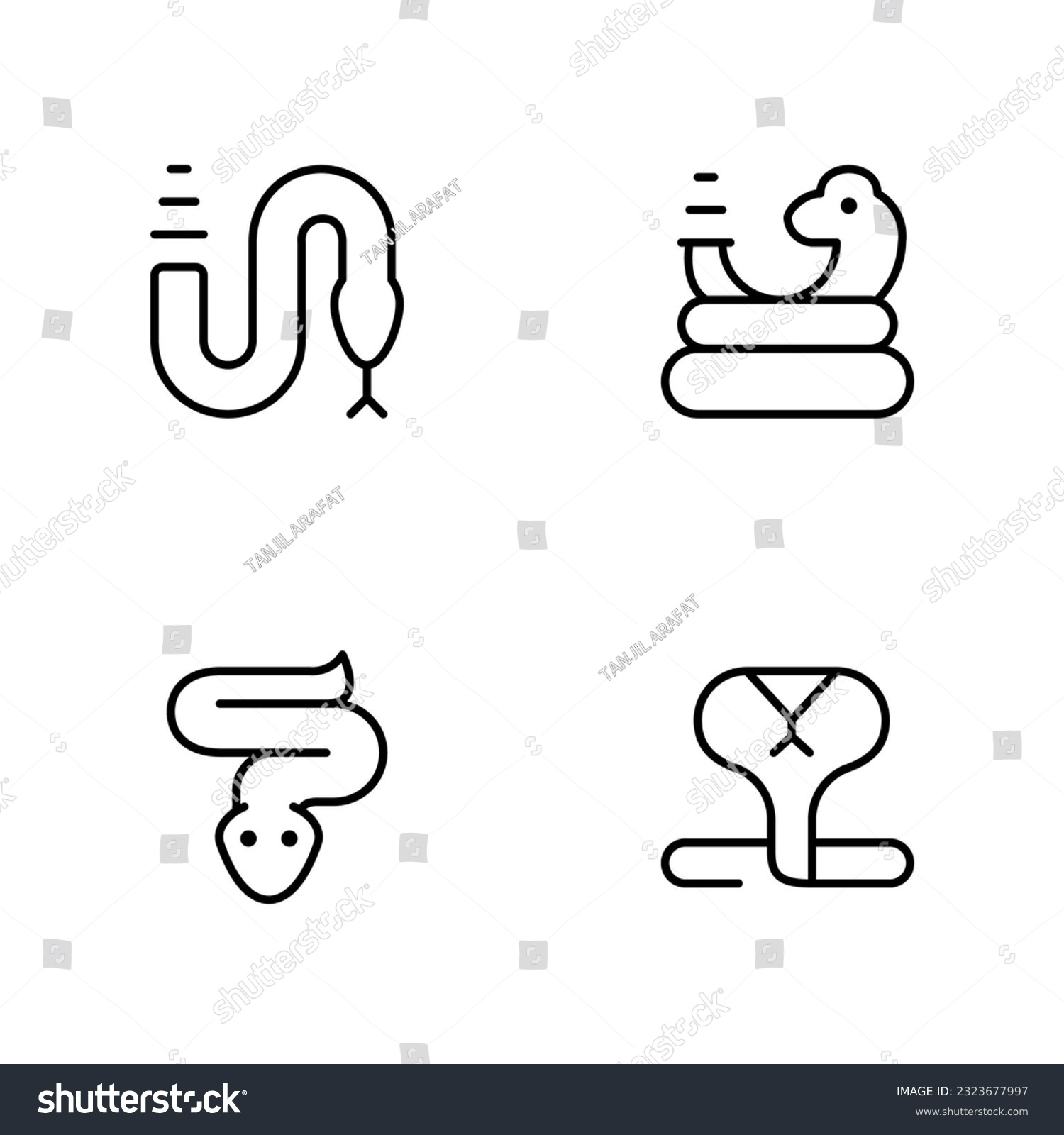 snake icon. flat vector and illustration graphic editable stroke ...