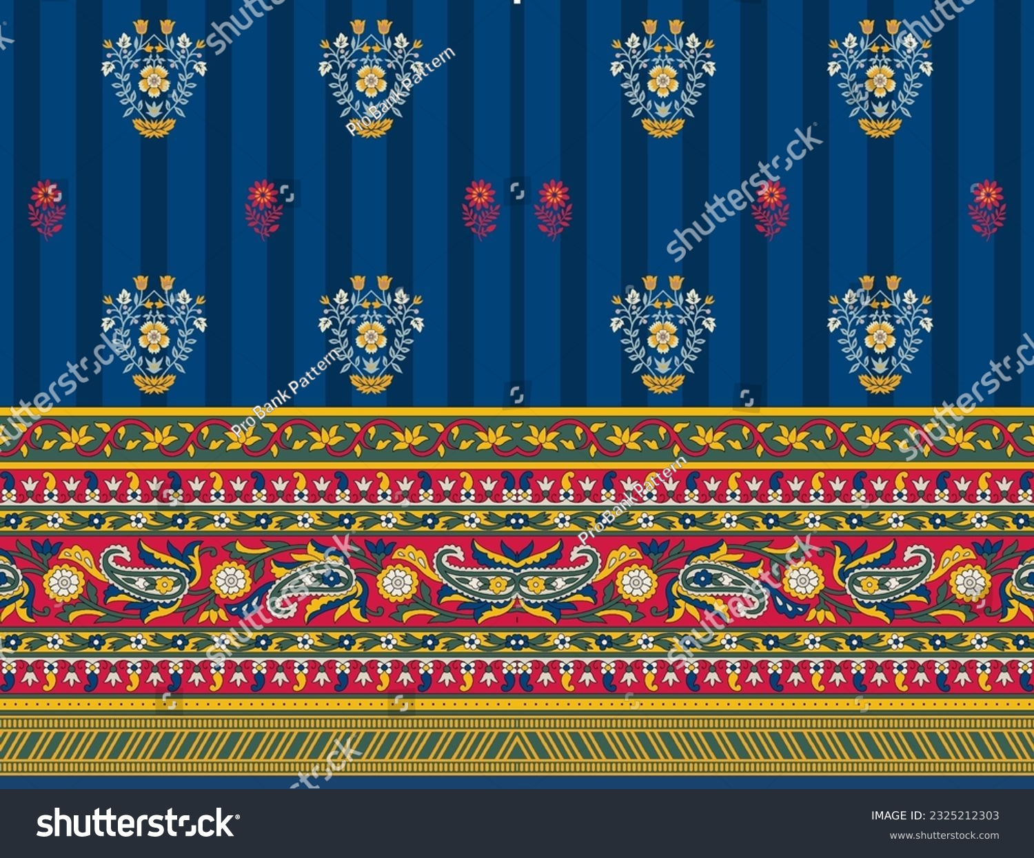 Mughal textile motif paisley design rug borders decoration traditional ...