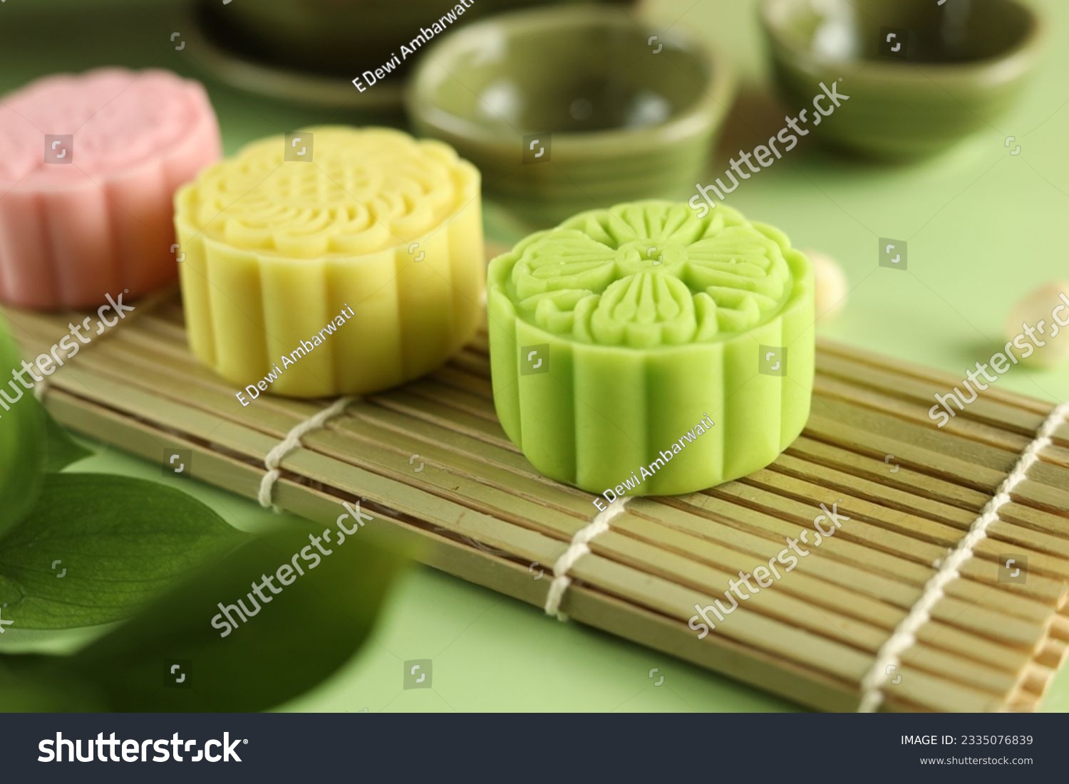 Snowy skin mooncakes. Traditional Chinese mid autumn festival food.