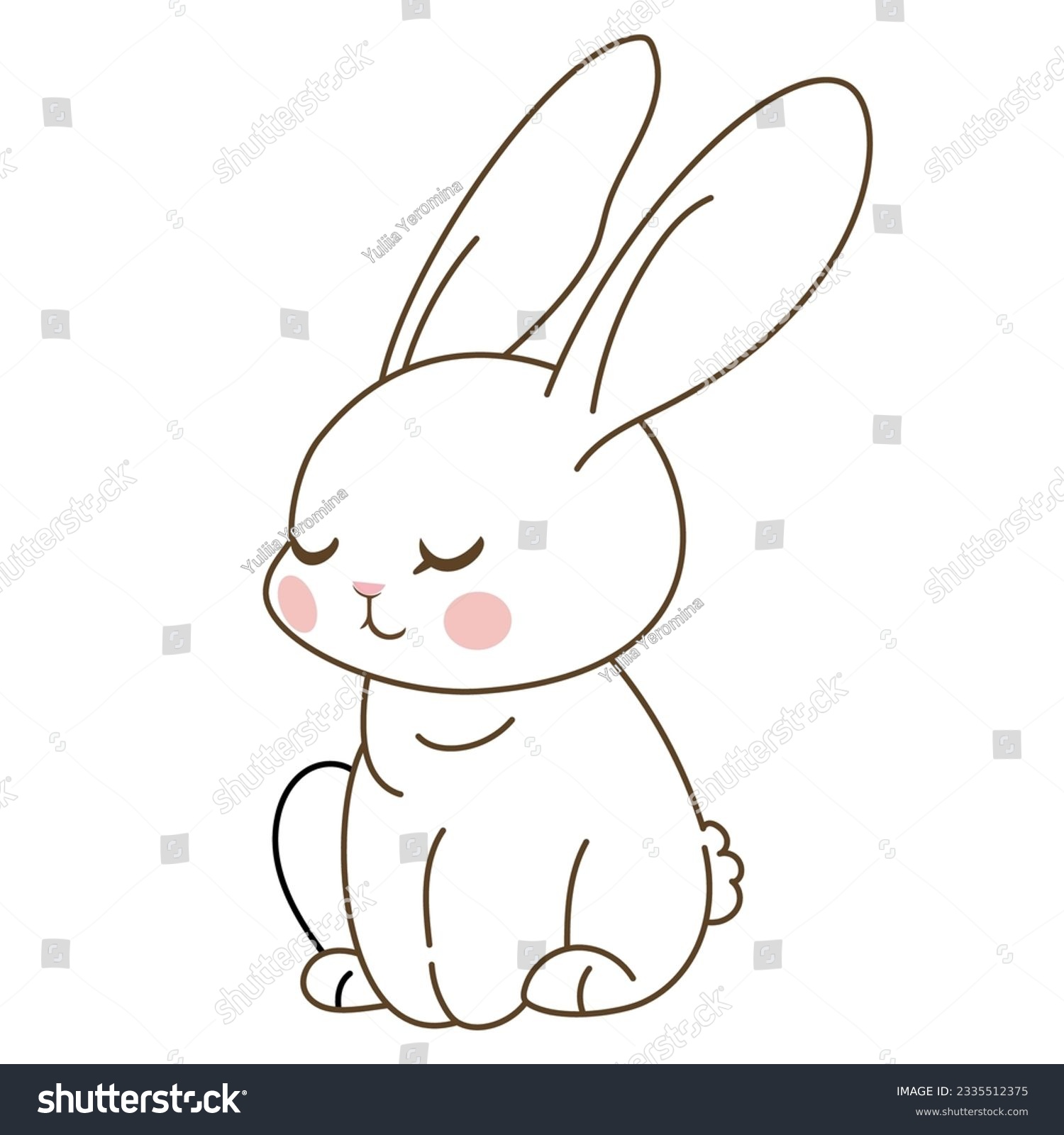 outline hare rabbit symbol of 2024 vector drawing illustrator