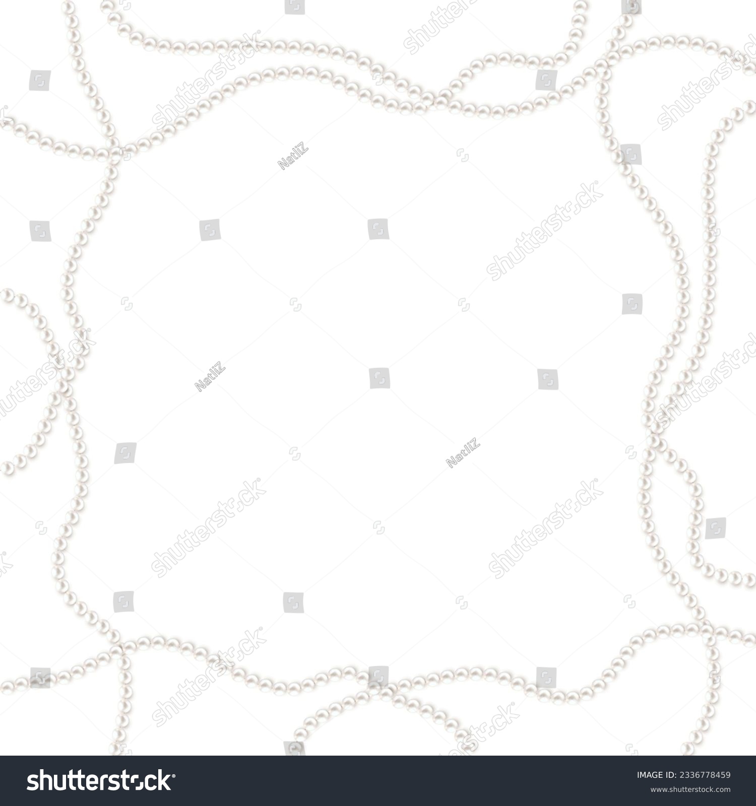 Beautiful vector image of strands of pearls necklaces on a white