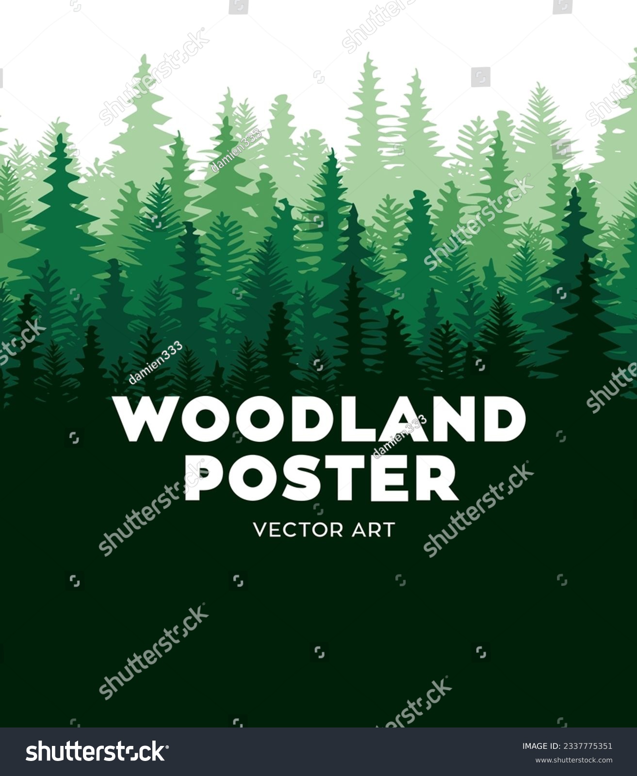 Pine tree forest silhouette abstract poster background vector template