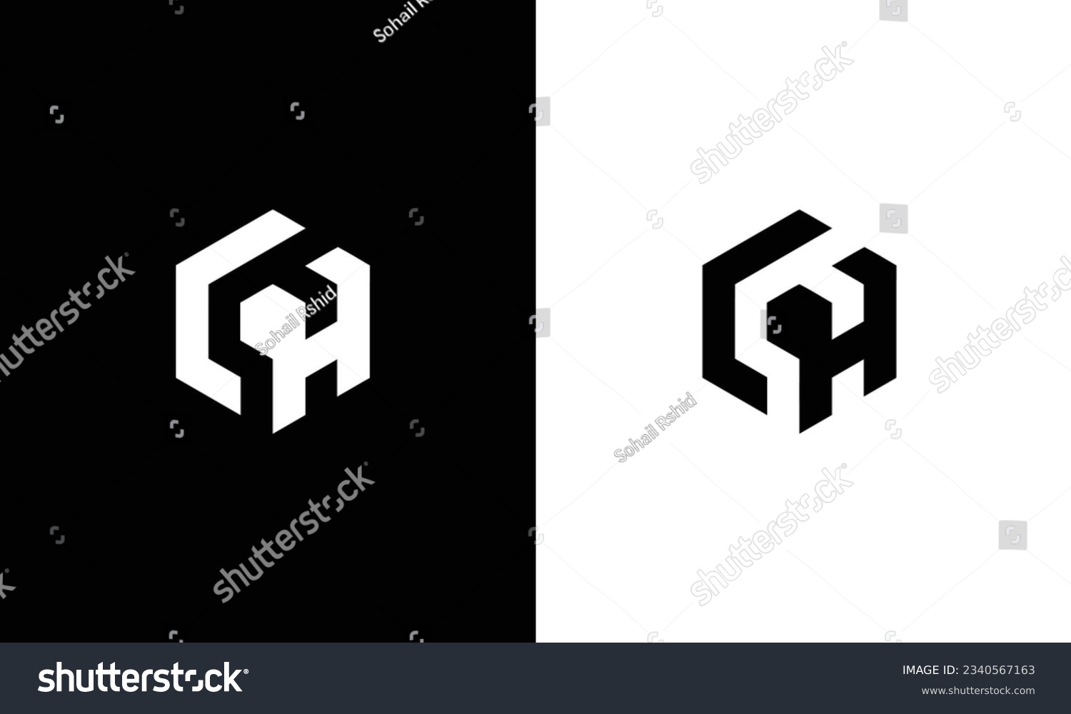 Creative minimal CH LH logo icon design